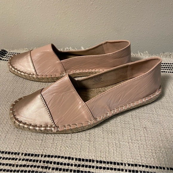 ASOS DESIGN / Pink & Rose Gold Joy Toe-Cap Espadrilles Size 10 - Picture 3 of 9